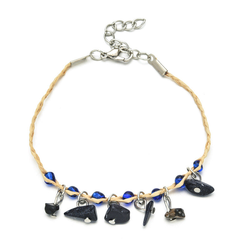 Wholesale Straw Rope Adjustable Copper Bracelet